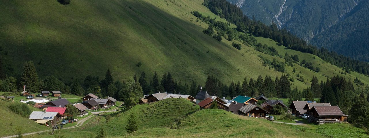 Il villaggio di baite Fallerschein nella valle Lechtal, © Tirol Werbung/Jörg Koopmann