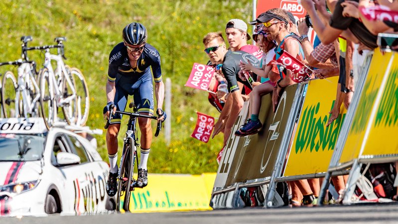 Stefan Denifl, vincitore del Giro dell'Austria 2017, al Kitzbüheler Horn, © Expa / JFK