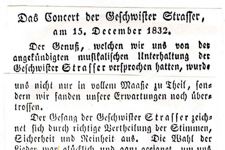 Estratto del Leipziger Tagblatt del 15 dicembre 1832.
, © biblioteca del Museo regionale tirolese „Ferdinandeum“.