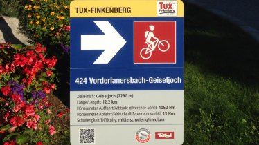 Segnalazione di un tour per la mountainbike, © Tirol Werbung